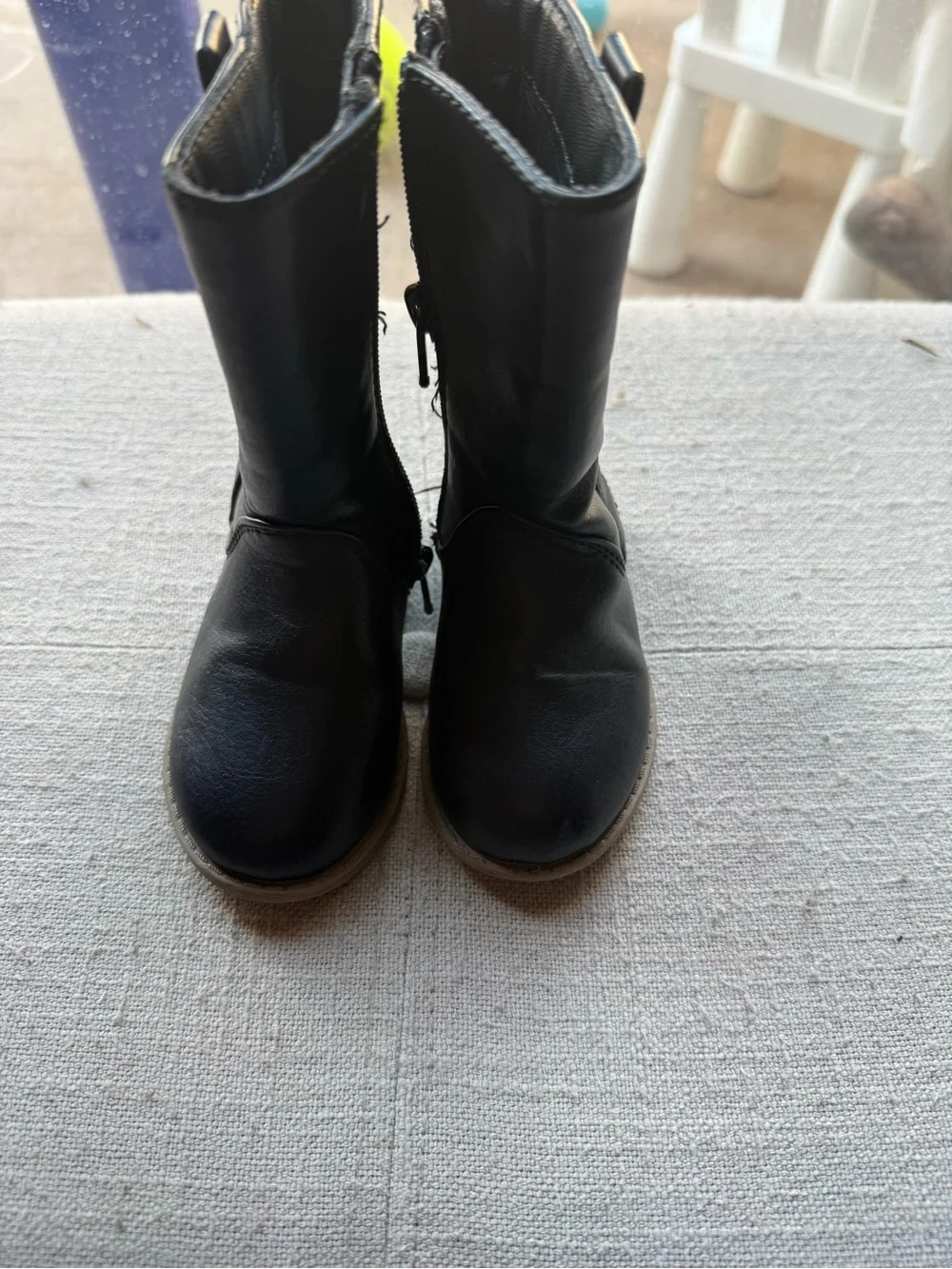 Kids Black Mid-Calf Zip Boots with Cushioned Sole
